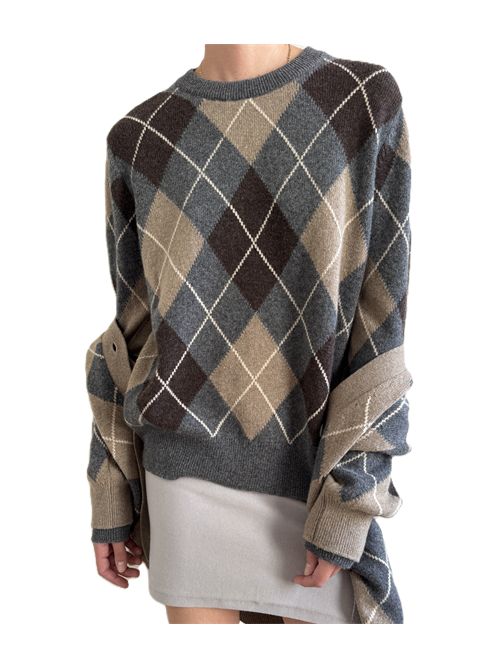 Ava Argyle Crewneck &DAUGHTER | WL25210GREY PORCUPINE&DARK NAT